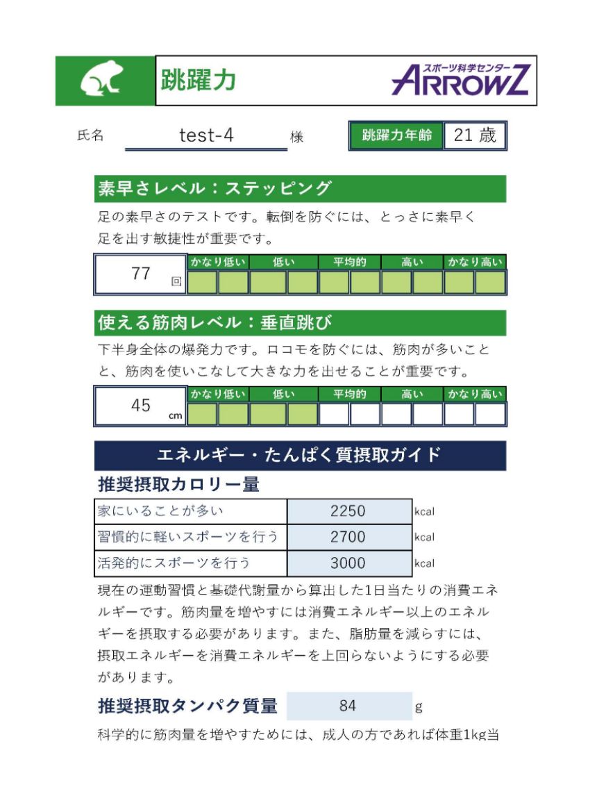 体力測定診断レポートサンプル -img-