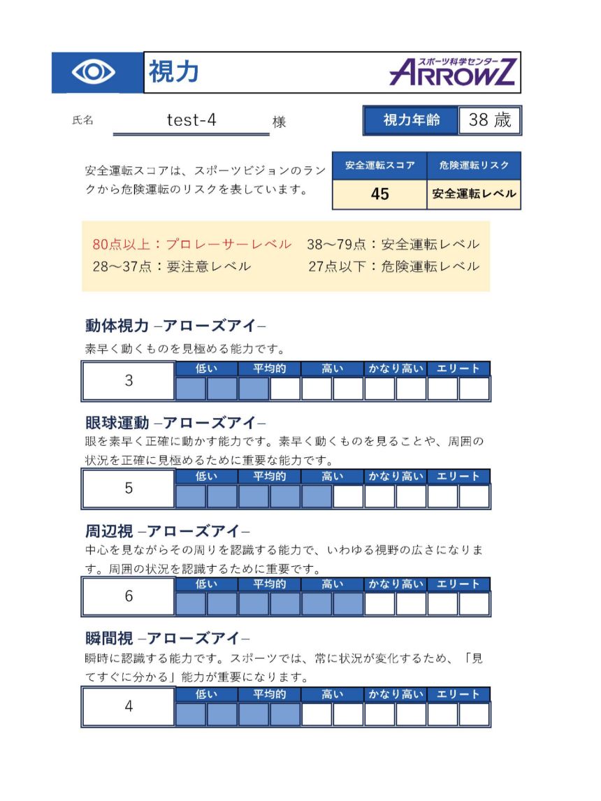 体力測定診断レポートサンプル -img-